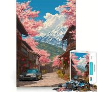 Rompecabezas para Adultos de 1000 Piezas BMW en una Calle Japonesa con cerezos en Flor Decoración Elegante y práctica,Juego de Habilidad Mental,diversión Casual,decoración navideña 38x26cm