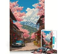 Rompecabezas para Adultos de 1000 Piezas BMW en una Calle Japonesa con cerezos en Flor Diversión Garantizada,Actividad Mental Inteligente,Juego Relajante,Regalo navideño Tranquilo 50x75cm