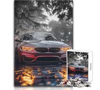 Rompecabezas para Adultos de 1000 Piezas, BMW M, neón Gris Que Brilla bajo la Lluvia, Horas de Ocio tranquilas, Juguete de Corte preciso, tamaño 38x26cm