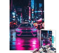 Rompecabezas para Adultos de 1000 Piezas BMW Rosa en Neon City Ayuda a ejercitar el Cerebro Juguete Divertido y humorístico para Decorar la Pared Ideal para Mayores de 14 años 38x52cm
