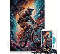Rompecabezas para Adultos de 1000 Piezas BMX,Astronauta,Planetas,Corte preciso Diversión,Actividad Mental Inteligente,Tiempo de Ocio,Regalo de cumpleaños para Aficionados 38x26cm