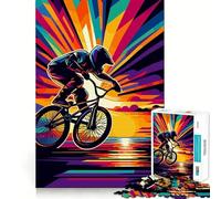 Rompecabezas para Adultos de 1000 Piezas,BMX Sunset,WPAP,Pop Art,Clean Edge,Juego de construcción,Juguete de concentración,diversión para Jugar despacio,Regalo de Ocio navideño 38x26cm