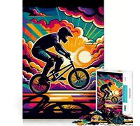 Rompecabezas para Adultos de 1000 Piezas BMX WPAP Sunset Pop Art,Juego de Bordes limpios,Juguete de construcción para concentrarse,diversión para Jugar despacio,Regalo de Ocio navideño 50x75cm