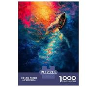 Rompecabezas para Adultos De 1000 Piezas Boat on Abstract Colorful Water Painting Rompecabezas para Adultos Juegos Familiares Decoración Perfecta Cumpleaños Y Navidad 38x26cm/1000pcs