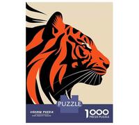 Rompecabezas Para Adultos De 1000 Piezas Bold Tiger Vector Portrait in Red And Black Design Rompecabezas Para Adultos Juego Familiar Vacaciones En Casa Matar El Tiempo Gran Regalo Para Jugar 38x26cm/1