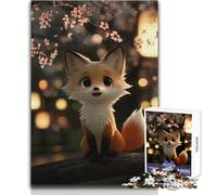 Rompecabezas para Adultos de 1000 Piezas, Bonito Zorro bajo Flores de Cerezo, Rompecabezas, Juegos Familiares, Regalo de cumpleaños, Regalo de Amigo Secreto, tamaño 38x52cm