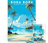 Rompecabezas para Adultos de 1000 Piezas Bora Bora Travel Fine Cut Art,Diversión para Resolver Problemas,Tiempo de Juego Acogedor,Decoración navideña para la Pared 38x52cm