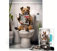 Rompecabezas para Adultos de 1000 Piezas Border Terrier en el baño Diseño de Corte preciso Diversión,lógica y Habilidad Relájate Regalo Ideal para cumpleaños y para Fortalecer la Mente (38x52cm)