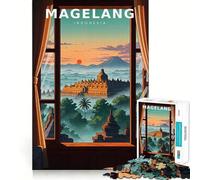 Rompecabezas para Adultos de 1000 Piezas Borobudur de la Ventana silenciosa Diseño Limpio y Funcional Ideal para ejercitar la Mente Momentos de Relax Regalo de cumpleaños (50x75cm)