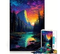 Rompecabezas para Adultos de 1000 Piezas, Bosque de Yosemite, Pixel Art, Bordes Finos, Juego Cognitivo, Juguete, Juego Relajante, Arte Navideño para Pared (50x75cm)