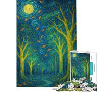 Rompecabezas para Adultos de 1000 Piezas Bosque Encantado bajo un Cielo arremolinado Rompecabezas para Adultos Juguete decoración de Pared Corte de precisión cumpleaños (50x75cm)