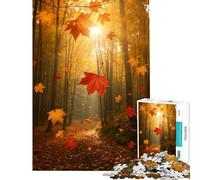 Rompecabezas para Adultos de 1000 Piezas Bosque otoñal con Hojas cayendo Juguete adictivo para Cultivar la Paciencia Juego práctico Decoración de Pared Regalos para Hombres y Mujeres (tamaño 38x52cm)