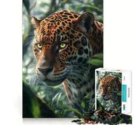 Rompecabezas para Adultos de 1000 Piezas, Bosque Tropical, Jaguar, Bordes Impecables, Divertido Juego de Concentración Mental, Juego Tranquilo, Regalo de Decoración Navideña (38x26cm)