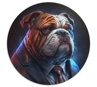Rompecabezas para Adultos de 1000 Piezas, Boss Bulldog, Rompecabezas Redondo de 1000 Piezas, Juego Familiar Interactivo, Apto para Mayores de 14 años, 67,5 x 67,5 cm