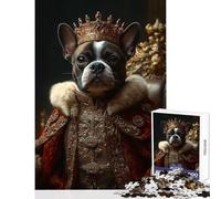 Rompecabezas para Adultos de 1000 Piezas Boston Terrier Perro Rey Juguete para decoración de Pared Regalos de cumpleaños Juego Imposible difícil y desafiante tamaño 38x52cm