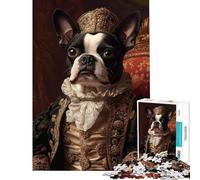 Rompecabezas para Adultos de 1000 Piezas Boston Terrier Renaissance Noble para cumpleaños Navidad Juego práctico de Corte de precisión para Mayores de 14 años (38x26cm)