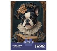 Rompecabezas para Adultos De 1000 Piezas Boston Terrier Renaissance Scholar Classic Canine Art Rompecabezas para Adultos Juego Familiar Análisis Y Desafío Educativo De Lógica 70x50cm/1000pcs