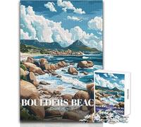 Rompecabezas para Adultos de 1000 Piezas, Boulders Beach, Sudáfrica Póster de Viaje Divertido y Divertido Juego de ingenio (tamaño 50x75cm)