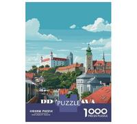Rompecabezas para Adultos De 1000 Piezas Bratislava, Slovakia Cityscape Illustration Rompecabezas para Adultos Juguetes Antiestrés Corte De Precisión Interacción Entre Padres E Hijos 70x50cm/1000pcs