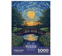 Rompecabezas para Adultos De 1000 Piezas Bridge Over Flowing Stream Sunset Painting Rompecabezas para Adultos: Juegos Prácticos De Análisis Y Lógica, Regalos para Amigos Y Familiares 52x38cm/1000pcs