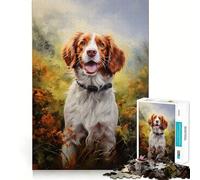 Rompecabezas para Adultos de 1000 Piezas,Brittany Spaniel,Corte Limpio,Arte,lógica,Juguete Divertido,Juego Relajante, Tranquilo (38x52cm)