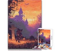 Rompecabezas para Adultos de 1000 Piezas: Bruja de Halloween en el Cementerio, un pasatiempo Tranquilo y satisfactorio, Juguete de Corte de precisión Entrelazado, tamaño 38x26cm