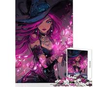 Rompecabezas para Adultos de 1000 Piezas Bruja de Pelo Rosa lanzando hechizos Juego Educativo Juguete desafiante para Decorar la Pared y fomentar el Amor Entre Parejas (50x75cm)