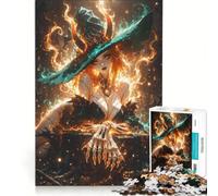 Rompecabezas para Adultos de 1000 Piezas: Bruja Encantadora con Aura de Fuego, Juego Familiar, difícil y desafiante, cumpleaños 38x52cm