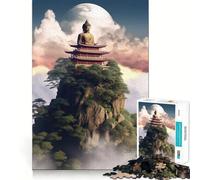 Rompecabezas para Adultos de 1000 Piezas Buda,Cima de la montaña,Luna,Piezas de Ajuste preciso,Juego de lógica,diversión acogedora,Regalo de cumpleaños (50x75cm)