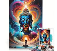 Rompecabezas para Adultos de 1000 Piezas: Buda Corazón de Amor, Juegos relajantes, dificultad Media-Alta, con póster y Hoja de Preguntas a Juego, 38x52cm