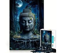 Rompecabezas para Adultos de 1000 Piezas Buda en el Bosque,Arte de Bordes precisos,Juguete Creativo,Juego para Pasar un rato Agradable,Pieza de Arte navideña (38x26cm)