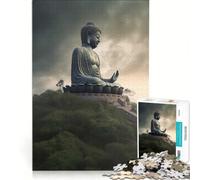 Rompecabezas para Adultos de 1000 Piezas: Buda en la Cima de la montaña, Estilo Zen Decoración de Pared, Juguete para la interacción Entre Padres e Hijos cumpleaños 38x52cm