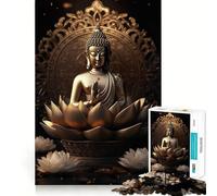 Rompecabezas para Adultos de 1000 Piezas,Buda,Santuario Dorado,Bordes Impecables,Divertido Juego de Concentración Mental,Juego Tranquilo,Decoración Navideña,Regalo (38x26cm)