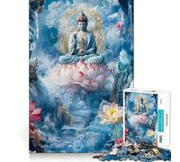 Rompecabezas para Adultos de 1000 Piezas Buda sobre Flor de Loto,Arte de Bordes precisos,Juguete Creativo,Juego para Pasar un rato Agradable,Pieza de Arte navideña (38x26cm)