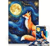 Rompecabezas para Adultos de 1000 Piezas Buenas Noches, Zorro Juego Familiar, entretenido para Reducir el estrés, Juego de desafío único 38x26cm
