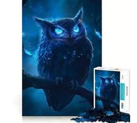 Rompecabezas para Adultos de 1000 Piezas Búho Azul en el Bosque,diseño de Corte nítido,Juego Divertido para concentrarse,Tiempo de Juego Tranquilo,Regalo Divertido de Navidad 38x52cm