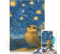 Rompecabezas para Adultos de 1000 Piezas Búho bajo el Cielo Estrellado Análisis y lógica Cada Pieza es única: un desafiante y Divertido Juego Familiar 38x26cm