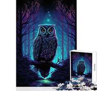 Rompecabezas para Adultos de 1000 Piezas Búho en el Bosque Nocturno Rompecabezas de 1000 Piezas Juegos Divertidos Regalos de Amigo Invisible Divertidos y con Humor (38x26cm)