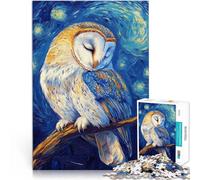Rompecabezas para Adultos de 1000 Piezas Búho en la Noche Estrellada Hecho de Papel，Apto para Mayores de 14 años. Decoración del hogar Ideas de Regalos。tamaño：26x38cm/10.24x14.96pulgada