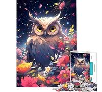 Rompecabezas para Adultos de 1000 Piezas Búho Entre Flores por la Noche Ayuda a ejercitar el Cerebro Una Obra de Arte Juegos relajantes para Mayores de 14 años 50x75cm