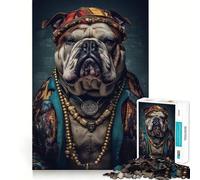 Rompecabezas para Adultos de 1000 Piezas Bulldog El Jefe Fine Edge Craft Juego cognitivo Juguete Juego Relajante Arte de Pared navideño (50x75cm)