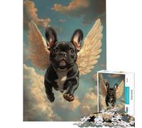 Rompecabezas para Adultos de 1000 Piezas Bulldog francés Negro con alas de ángel | Homenaje a la pérdida de una Mascota Juego Educativo y desafiante Juguete Ideal para Juegos y Actividades Familiares