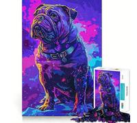 Rompecabezas para Adultos de 1000 Piezas,Bulldog Neon Vintage Premium Cut Fun Logic Fun Toy Easy Time Play Christmas Wall Art (50x75cm)
