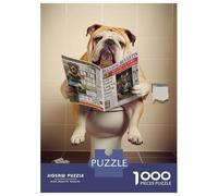 Rompecabezas para Adultos De 1000 Piezas Bulldog on The Toilet Rompecabezas para Adultos Juegos Relajantes Mejora La Memoria para Cumpleaños, Navidad 52x38cm/1000pcs