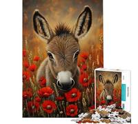 Rompecabezas para Adultos de 1000 Piezas Burro Entre Amapolas Rompecabezas para Adolescentes Ideal para Pasar el Tiempo en casa Un Juego de desafío único 38x52cm