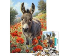 Rompecabezas para Adultos de 1000 Piezas Burro Entre Amapolas Rompecabezas para Adolescentes Ideal para Pasar el Tiempo en casa Un Juego de desafío único 38x52cm