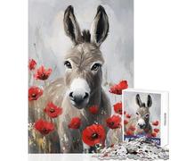 Rompecabezas para Adultos de 1000 Piezas Burro Entre Amapolas - Un Juego Imposible Pero Divertido y con un Toque de Humor Juguete Educativo Ideal para Regalar a Amigos y Familiares (26x38cm)