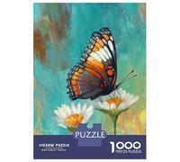 Rompecabezas para Adultos De 1000 Piezas Butterfly on Daisies Painting Rompecabezas para Adultos Juguete Decoración De Pared Difícil Difícil para Cumpleaños, Navidad 38x26cm/1000pcs