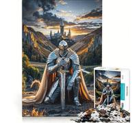 Rompecabezas para Adultos de 1000 Piezas Caballero arrodillado Ante el Castillo Juego Familiar, Ideal para Reducir el estrés y con un desafío único 38x52cm