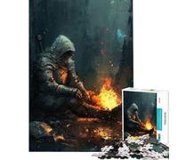 Rompecabezas para Adultos de 1000 Piezas Caballero descansando en una Hoguera Ideal para cumpleaños y Navidad Divertido Juego antiestrés para Mayores de 14 años Tamaño 38x52cm